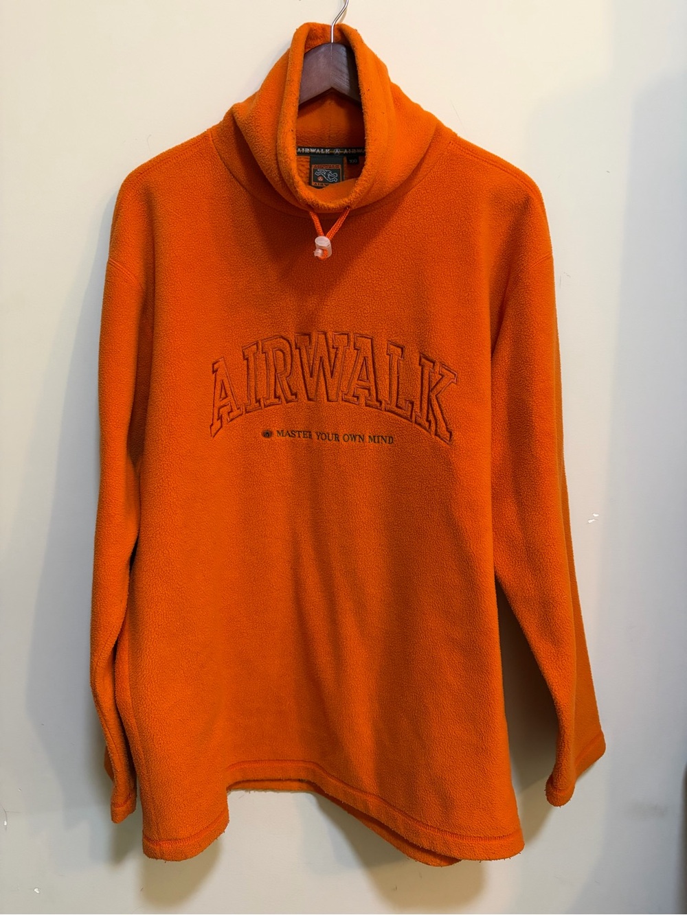 Airwalk Y2K Vintage Orange Fleece Pullover Mock Neck Sweatshirt Large